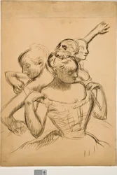 Grupp med fyra dansare, ca 1902 (träkol på manilatonat papper)